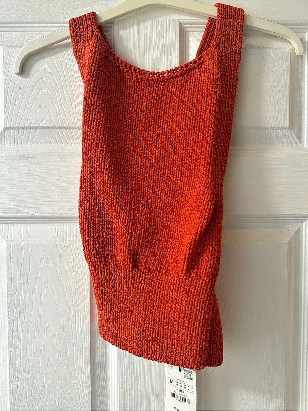 Zara Knit Top with Criss-Cross Back Orange Medium